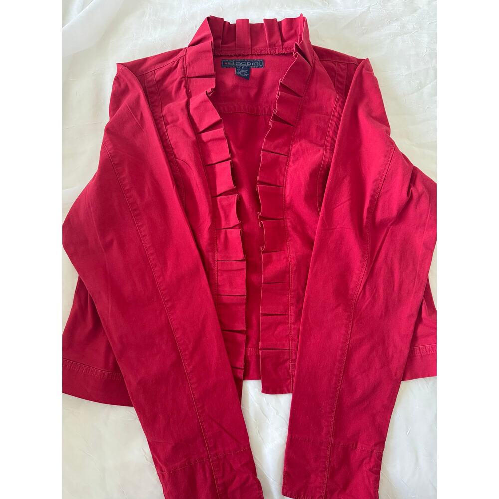 Y2K Baccini Red Ruffle Front Jacket - Size XL - Picture 3 of 7